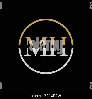 Initial MH letter Logo Design vector Template. Gold and Silver Letter MH logo Design Stock Vector