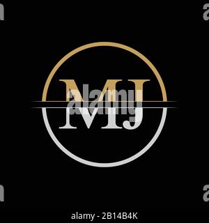 Initial MJ letter Logo Design vector Template. Gold and Silver Letter MJ logo Design Stock Vector
