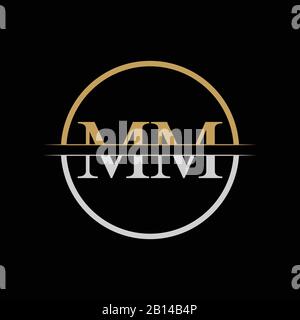 Initial MM letter Logo Design vector Template. Gold and Silver Letter MM logo Design Stock Vector