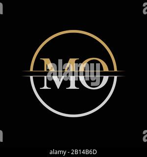 Initial MO letter Logo Design vector Template. Gold and Silver Letter MO logo Design Stock Vector