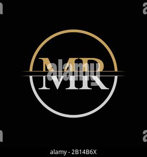 Initial MR letter Logo Design vector Template. Gold and Silver Letter MR logo Design Stock Vector