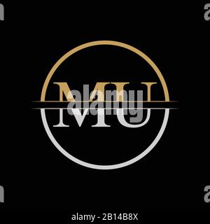 Initial MU letter Logo Design vector Template. Gold and Silver Letter MU logo Design Stock Vector