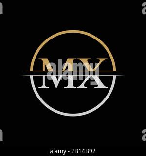 Initial MX letter Logo Design vector Template. Gold and Silver Letter MX logo Design Stock Vector