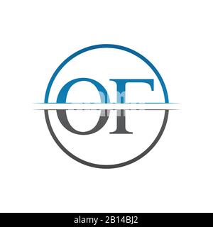 Initial Monogram Letter OF Logo Design Vector Template. OF Letter Logo Design Stock Vector