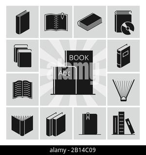 Black books silhouettes icons collection. Learning symbol book. Vector illustration Stock Vector