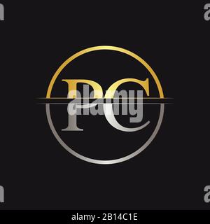Initial Monogram Letter PC Logo Design Vector Template. PC Letter Logo Design Stock Vector