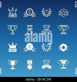 Trophy, prizes, awards line and outline icons collection. Vector illustration Stock Vector