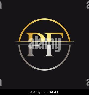 Initial Monogram Letter PF Logo Design Vector Template. PF Letter Logo Design Stock Vector