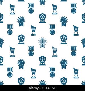 Awards, trophy and prizes seamless pattern - winner seamless texture. Vector illustration Stock Vector