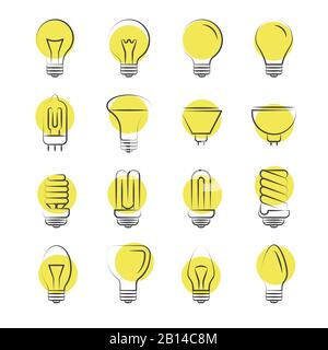 Line light bulbs icons on white background. Icon idea lightbulb, vector illustration Stock Vector