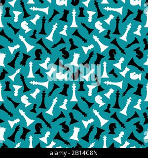 Chess pieces seamless pattern design. Vector background design with king and pawn illustration Stock Vector
