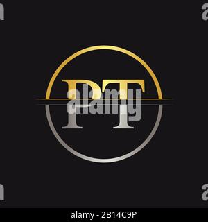 Initial Monogram Letter PT Logo Design Vector Template. PT Letter Logo Design Stock Vector