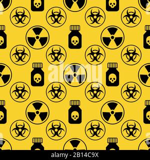Danger seamless pattern on yellow background. Danger symbol yellow design, vector illustration Stock Vector