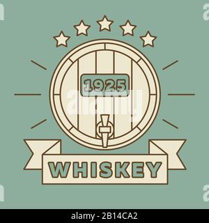 Whiskey logo design - vintage whisky label. Alcohol vintage banner whiskey. Vector illustration Stock Vector