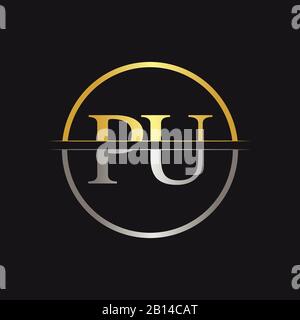 Initial Monogram Letter PU Logo Design Vector Template. PU Letter Logo Design Stock Vector