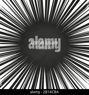 White radial speed lines chalkboard backdrop. Action explosion background. Vector illustration Stock Vector