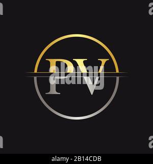 Initial Monogram Letter PV Logo Design Vector Template. PV Letter Logo Design Stock Vector