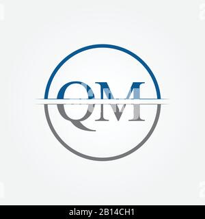 Initial Monogram Letter QM Logo Design Vector Template. Black Letter QM ...