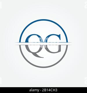 Initial Monogram Letter QG Logo Design Vector Template. QG Letter Logo Design Stock Vector