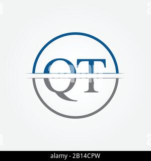 Initial Monogram Letter QT Logo Design Vector Template. QT Letter Logo Design Stock Vector