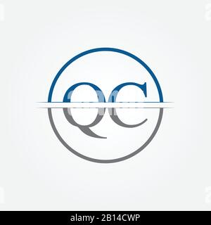 Initial Monogram Letter QC Logo Design Vector Template. QC Letter Logo Design Stock Vector