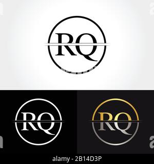 Abstract Letter RQ Logo Design Vector Template. Creative Gold and Silver Colors RQ Letter Logo Design Stock Vector