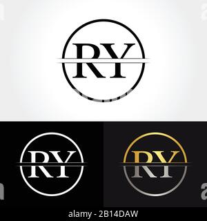 Abstract Letter RY Logo Design Vector Template. Creative Gold and Silver Colors RY Letter Logo Design Stock Vector