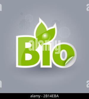 Bio background with selfadhesive bio sticker for creative design Stock Vector
