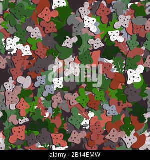 Seamless pattern with mushrooms and foliage. Vector image Stock Vector