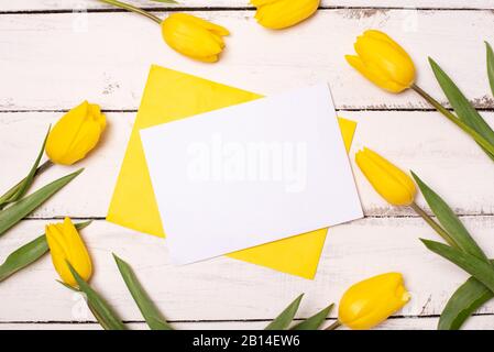 Happy Easter. Congratulatory easter background. Easter eggs and flowers Stock Photo