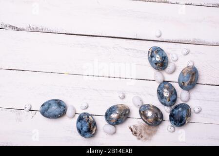 Frame background with robin blue eggs eggs with copy space for text. isolated. Ester concept. Stock Photo