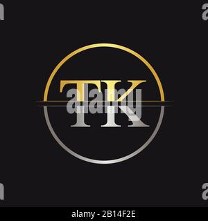 Initial Letter TK Logo Design Vector Template. Linked Typography TK Letter Logo Design Stock Vector