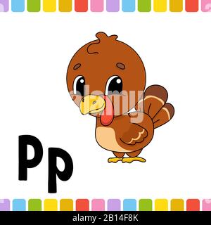 Animal alphabet. Zoo ABC. Cartoon cute animals isolated on white background. For kids education. Learning letters. Vector illustration Stock Vector