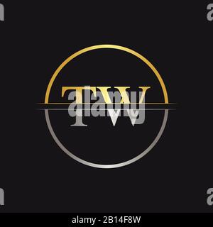 Initial Letter TW Logo Design Vector Template. Linked Typography TW Letter Logo Design Stock Vector