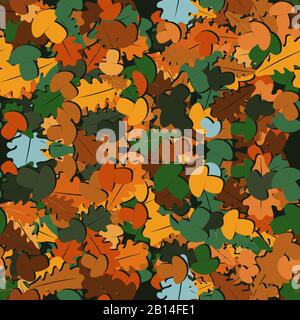 seamless pattern with mushrooms and oak leaves. Vector image Stock Vector
