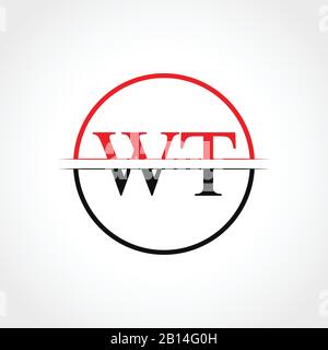 Initial WT Letter Linked Logo. Creative Letter WT Logo Design Vector Template Stock Vector