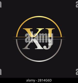 Creative Letter XJ Logo Vector With Gold and Silver Colors. Abstract Linked Letter XJ Logo Design Stock Vector