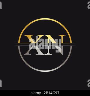 Creative Letter XN Logo Vector With Gold and Silver Colors. Abstract Linked Letter XN Logo Design Stock Vector