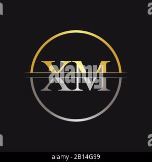 Creative Letter XM Logo Vector With Gold and Silver Colors. Abstract Linked Letter XM Logo Design Stock Vector