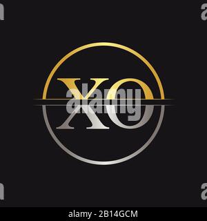 Creative Letter XO Logo Vector With Gold and Silver Colors. Abstract Linked Letter XO Logo Design Stock Vector