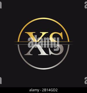 Creative Letter XS Logo Vector With Gold and Silver Colors. Abstract Linked Letter XS Logo Design Stock Vector