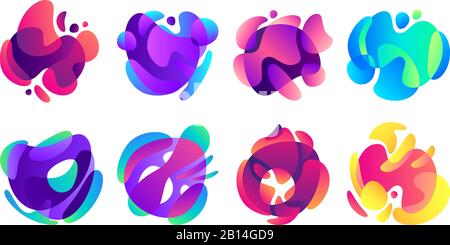 Organic fluid shapes. Colorful gradients shape, liquid blur and blurred color form isolated abstract vector illustration set Stock Vector