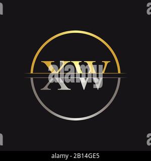 Creative Letter XW Logo Vector With Gold and Silver Colors. Abstract Linked Letter XW Logo Design Stock Vector