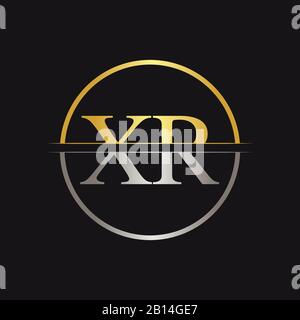 Creative Letter XR Logo Vector With Gold and Silver Colors. Abstract Linked Letter XR Logo Design Stock Vector