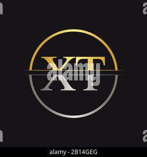 Creative Letter XT Logo Vector With Gold and Silver Colors. Abstract Linked Letter XT Logo Design Stock Vector