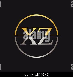 Creative Letter XZ Logo Vector With Gold and Silver Colors. Abstract Linked Letter XZ Logo Design Stock Vector