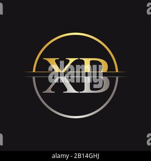 Creative Letter XB Logo Vector With Gold and Silver Colors. Abstract Linked Letter XB Logo Design Stock Vector