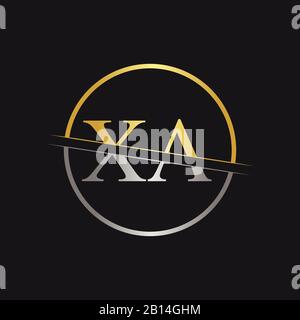 Creative Letter XA Logo Vector With Gold and Silver Colors. Abstract Linked Letter XA Logo Design Stock Vector