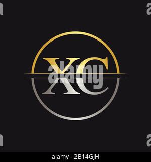 Creative Letter XC Logo Vector With Gold and Silver Colors. Abstract Linked Letter XC Logo Design Stock Vector