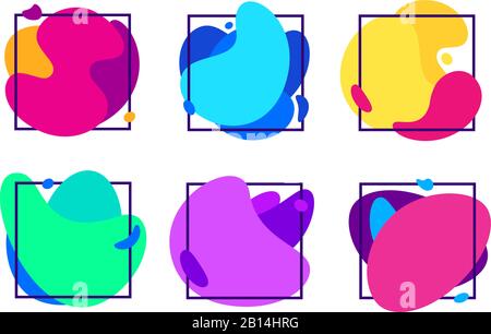 Blur gradients shapes. Organic fluid frame, futuristic colorful gradient liquid frames and blurred free form vector illustration set Stock Vector
